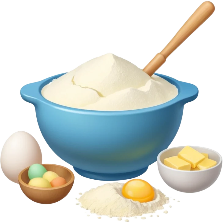 baking ingredients next to a mixing bowl emoji