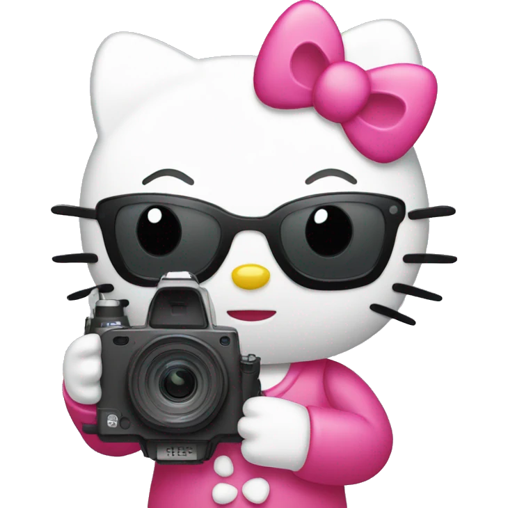 hello kitty holding a video camera emoji
