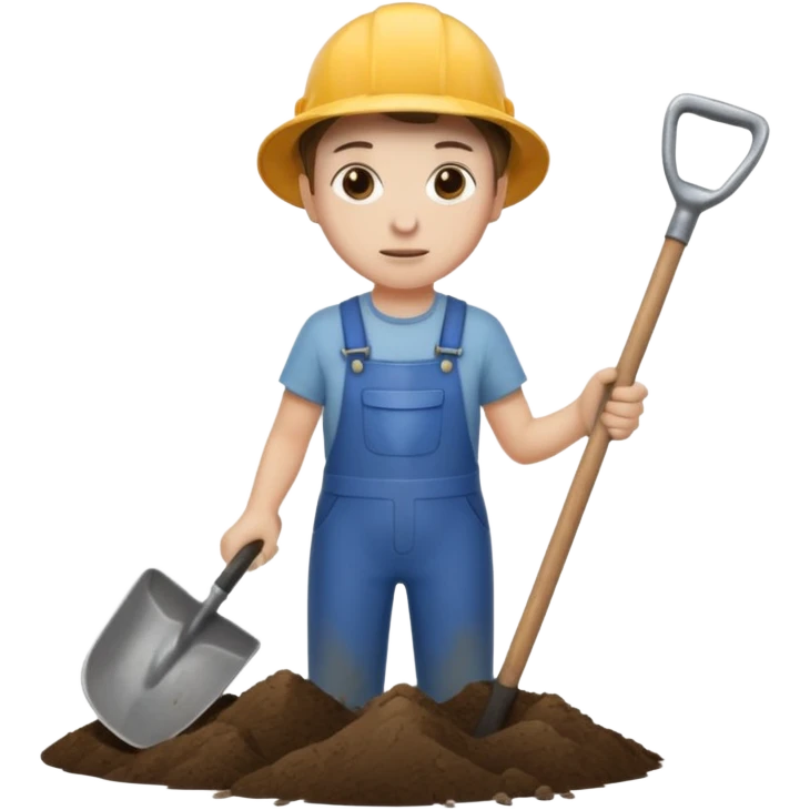 человек стоит с лопатой emoji