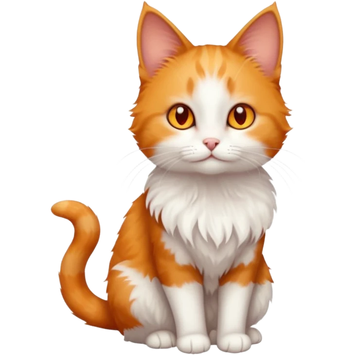 full body of tiny + skinny ginger and white cat with deep orange eyes emoji