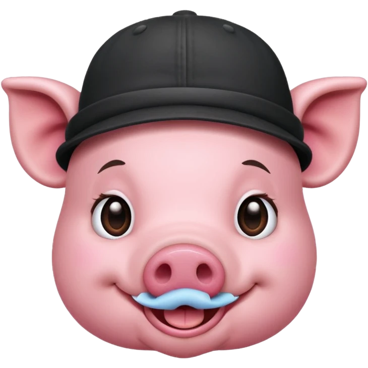 pig wear hat, front vỉew emoji