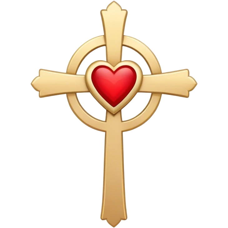 TWO red  hearts around a simple gold cross  emoji