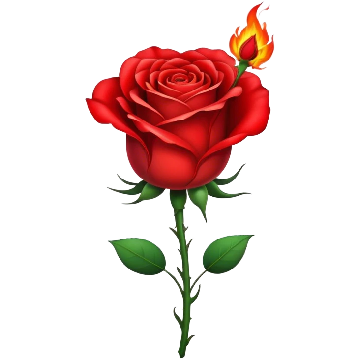 a burning rose with a heart shape emoji