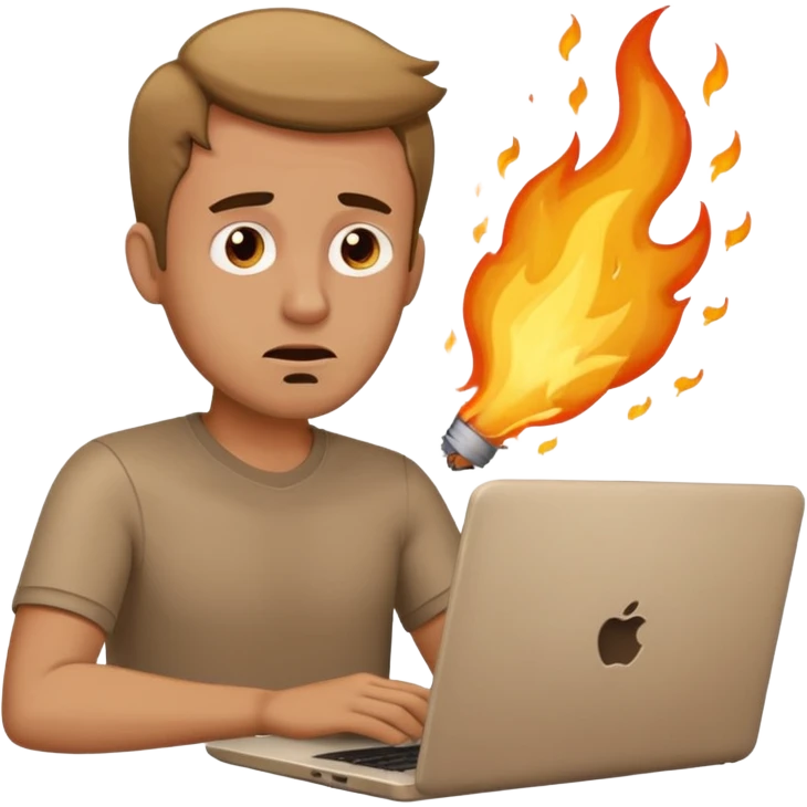 The man behind the laptop has deadlines burning emoji