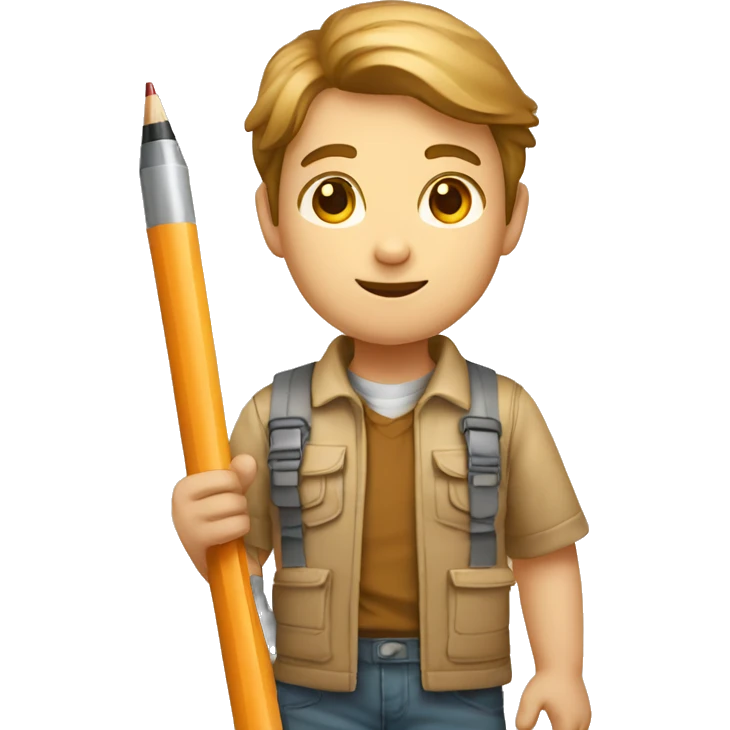 A kid architect in architect clothes drawing a building and light brown shin emoji