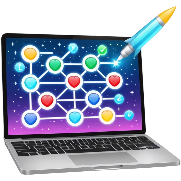 laptop screen showing a plan diagram with sparkles emoji