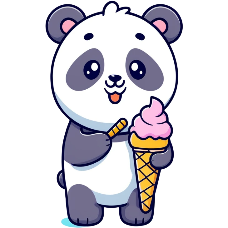 Panda eating ice cream emoji