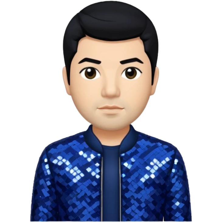 Chino Moreno with black hair, navy blue sequin outfit  emoji