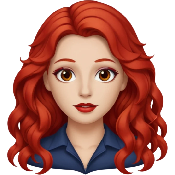Chappell Roan (b.1998) with red long wavy hair, makeup emoji