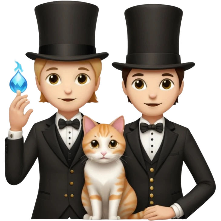 magician couple and their pet cat emoji