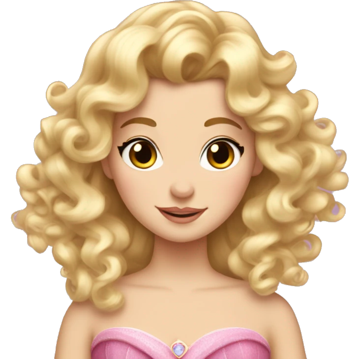 Princess Aurora blonde ringlets and bangs  emoji