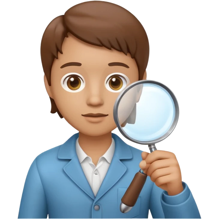 3D icon of a person holding a magnifying glass, symbolizing exploration and discovery, food app context, single object, modern and clean style, soft lighting, isolated, no background
 emoji