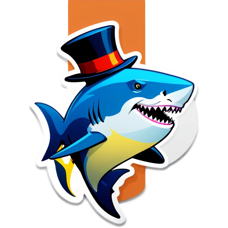 Shark with a top hat emoji