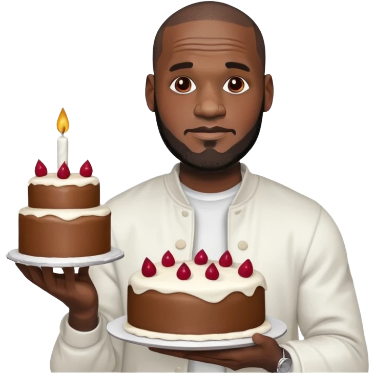 can you make a lebron bald and with a cake emoji