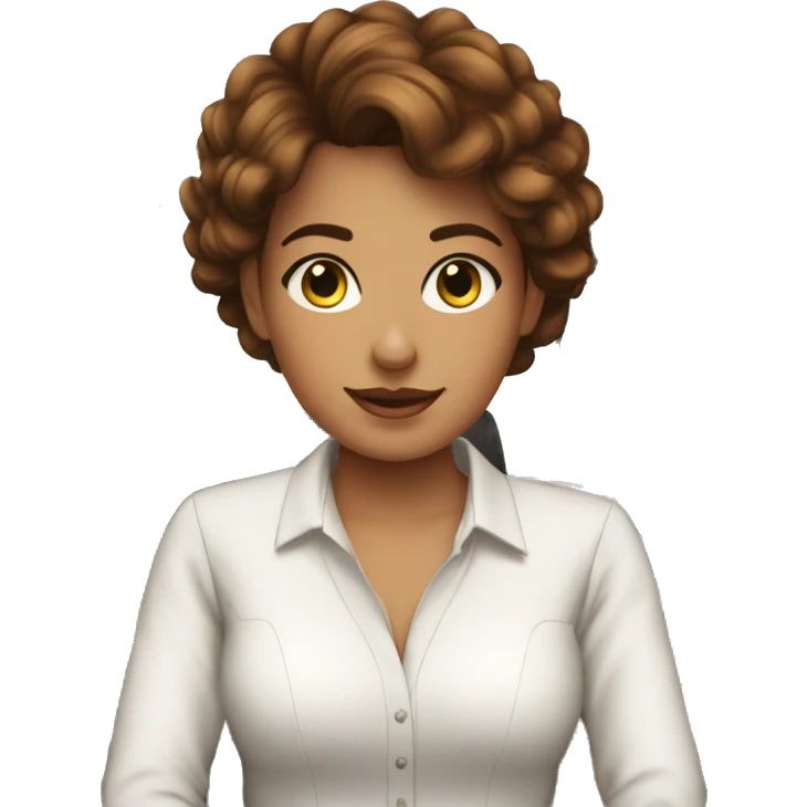 home office gilrs, pelo castaño y ojos marrones emoji