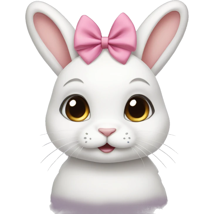 cute bunny with lashes and bow on ear emoji