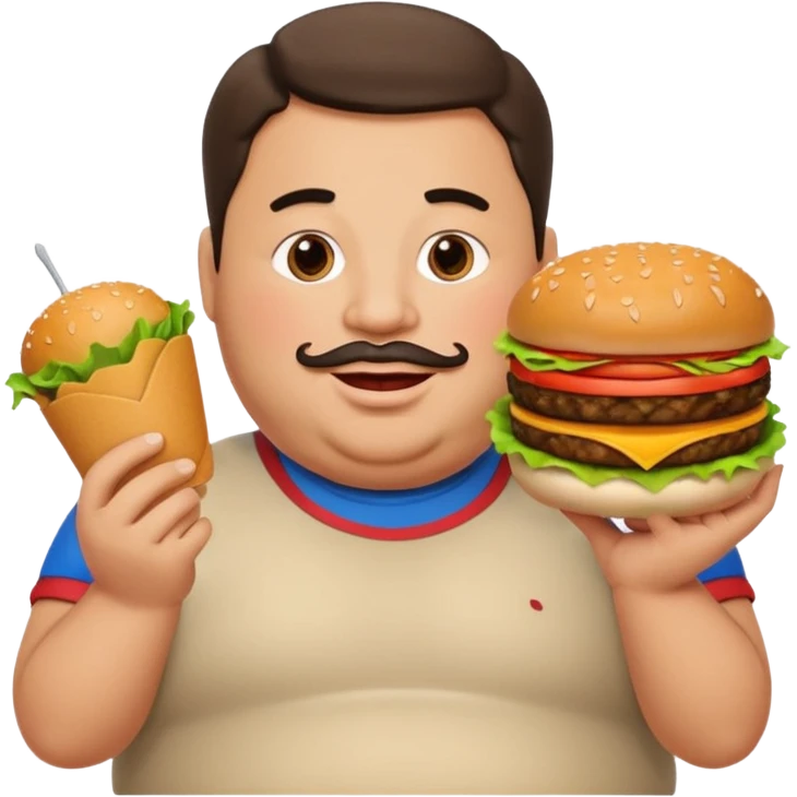fat guy holding burger emoji