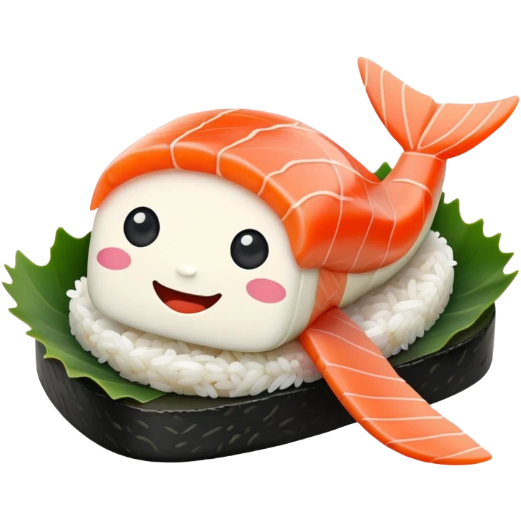 piece of sushi waving hello emoji