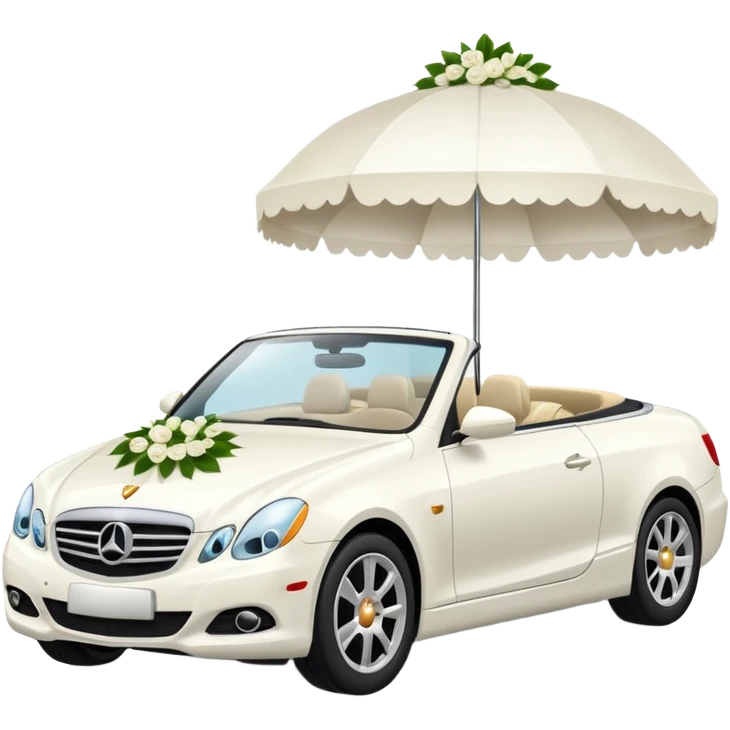 Luxury convertible car with wedding decorations, in profile emoji