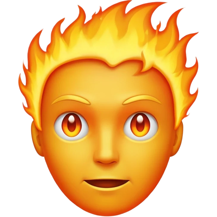 head with fire, expressionless face emoji