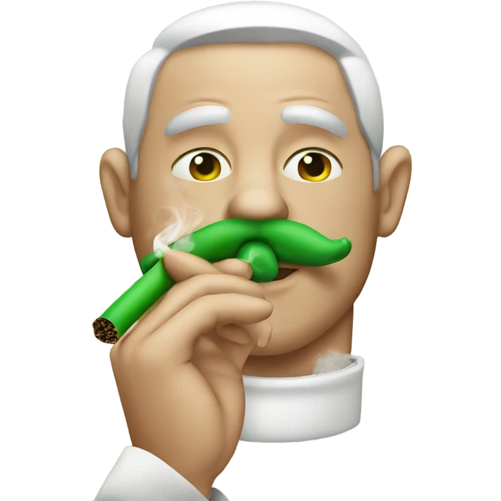 Man smoking a green cigarette on a pig  emoji