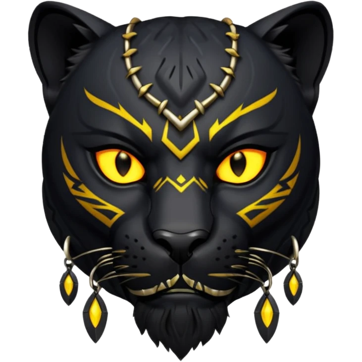 Black panther aggressive just the face and the necklace emoji
