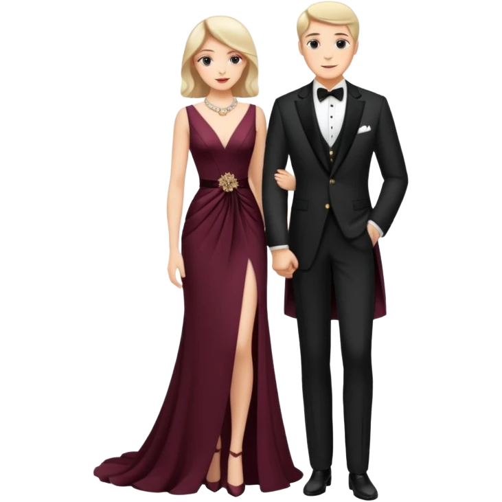 full-length romantic couple in evening outfits emoji