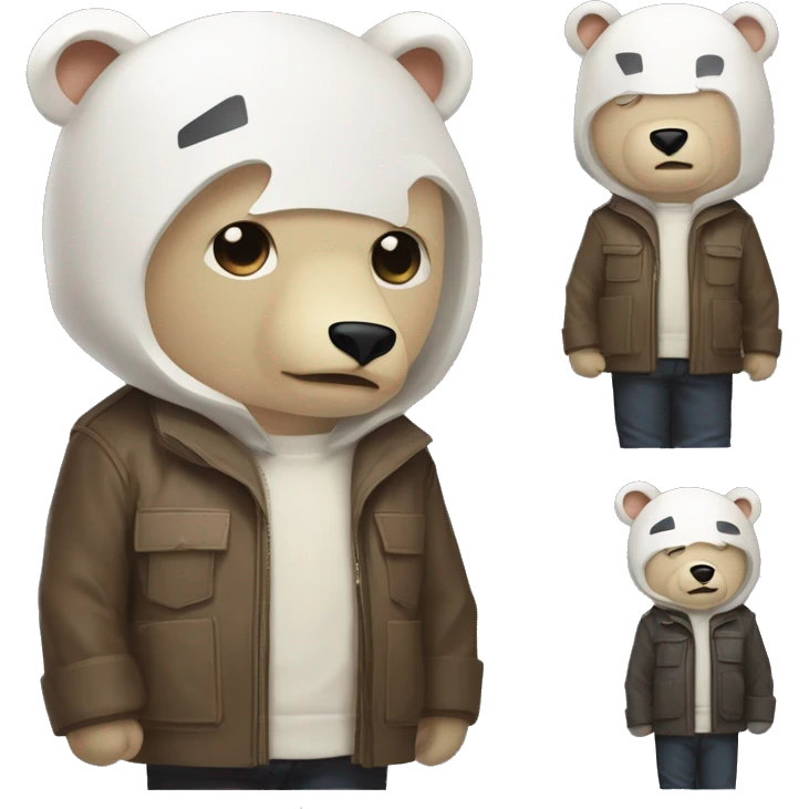make a marvel character with voulverin theme colors and style, that looks like jason bourne movies with matt damon, but the character is a polar bear with detective jacket, and a hat, and a bear face and write JSON Bjorn with marvel font. use warm colors emoji