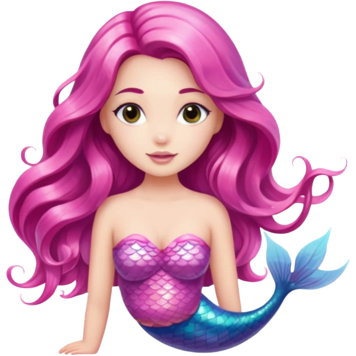 White brunette mermaid with pink tail emoji