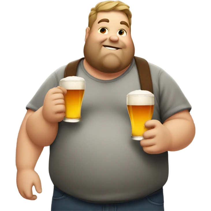 Fat guy drinking a tall beer emoji