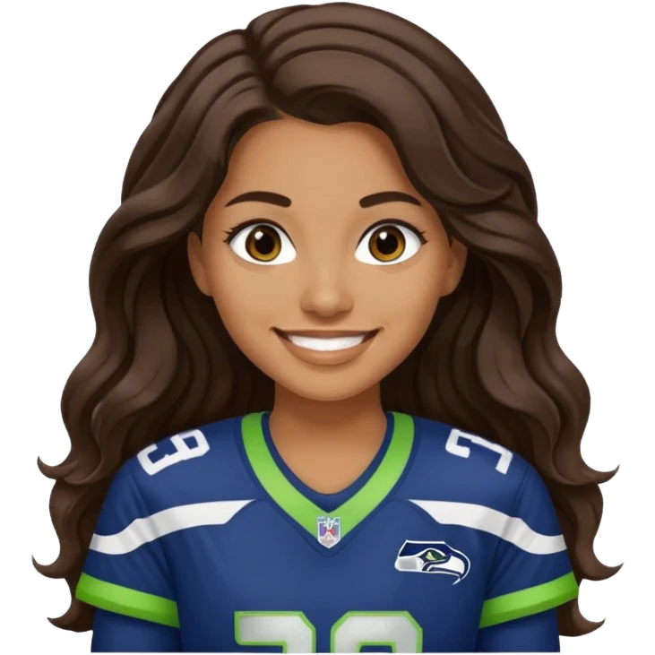 Long wavy Dark brown hair seahawks fan female emoji