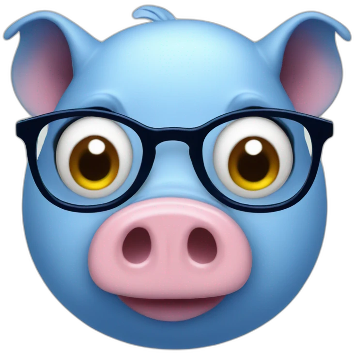 Blue pig with 4 eyes emoji