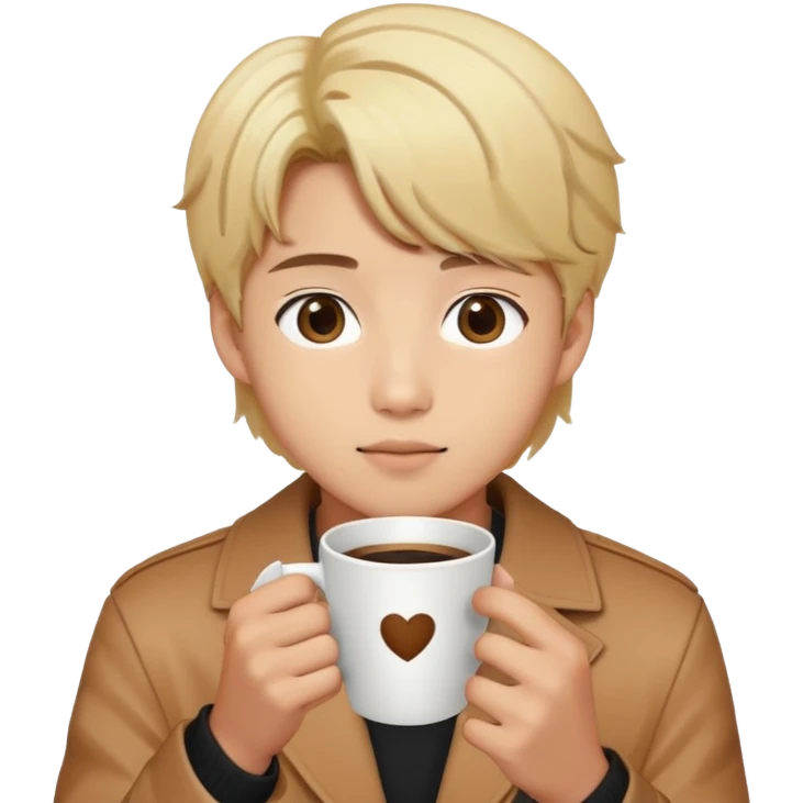 Bts’s V with a coffee and blonde hair  emoji