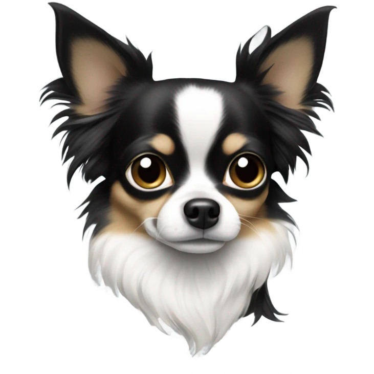 fully only black and white long haired chihuahua emoji