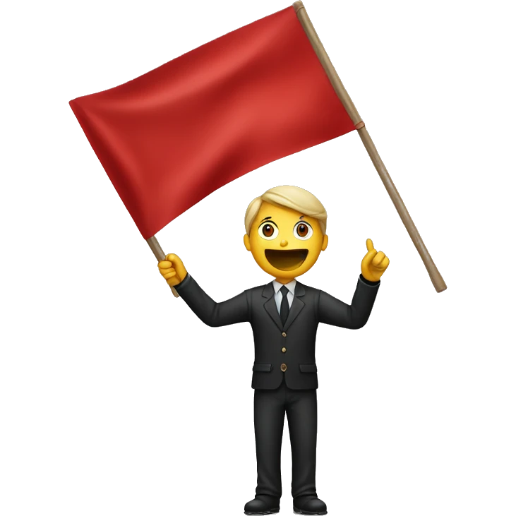 The photographer holds a red flag in his hands emoji