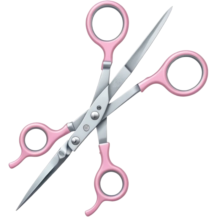 hairdressing scissors with pastel pink handles, iOS Apple emoji style emoji