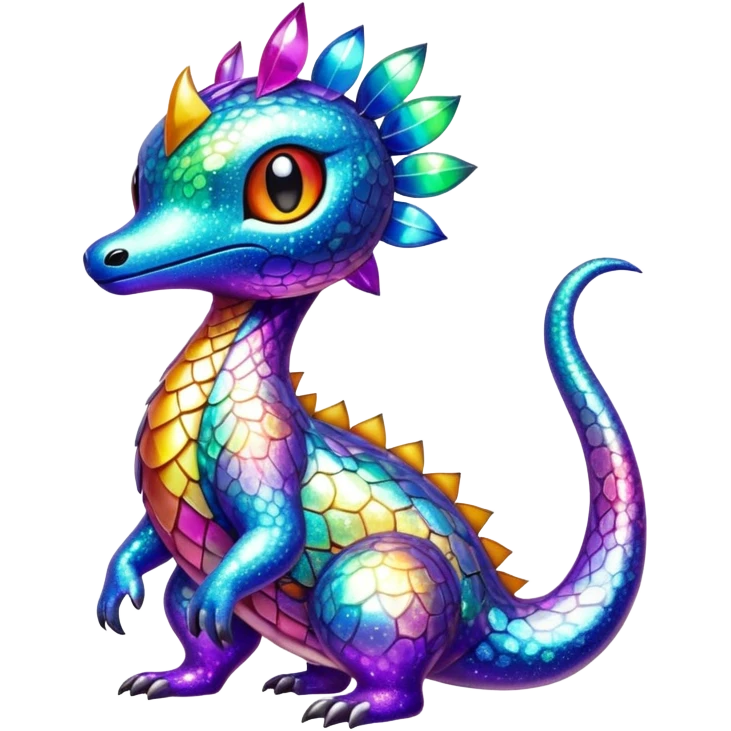 Randomly-colored sparkly exotic Fakémon-creature with random patterns emoji