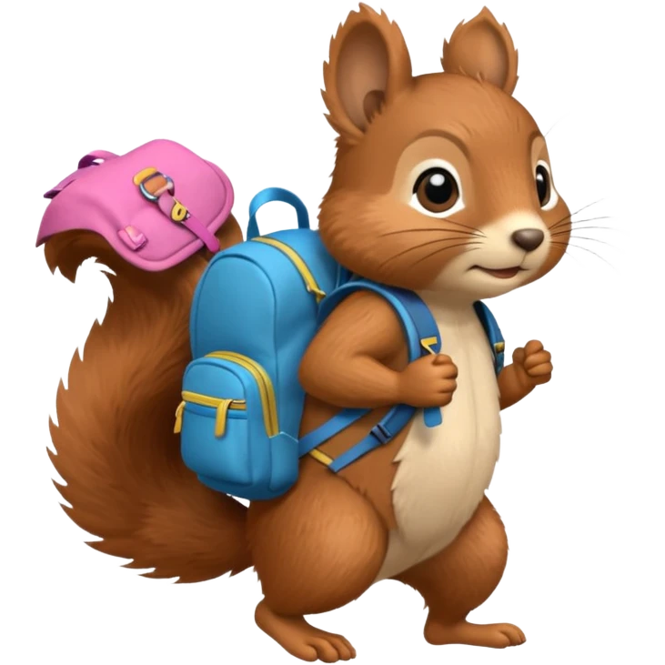 a squirrel walking with a backpack
 emoji