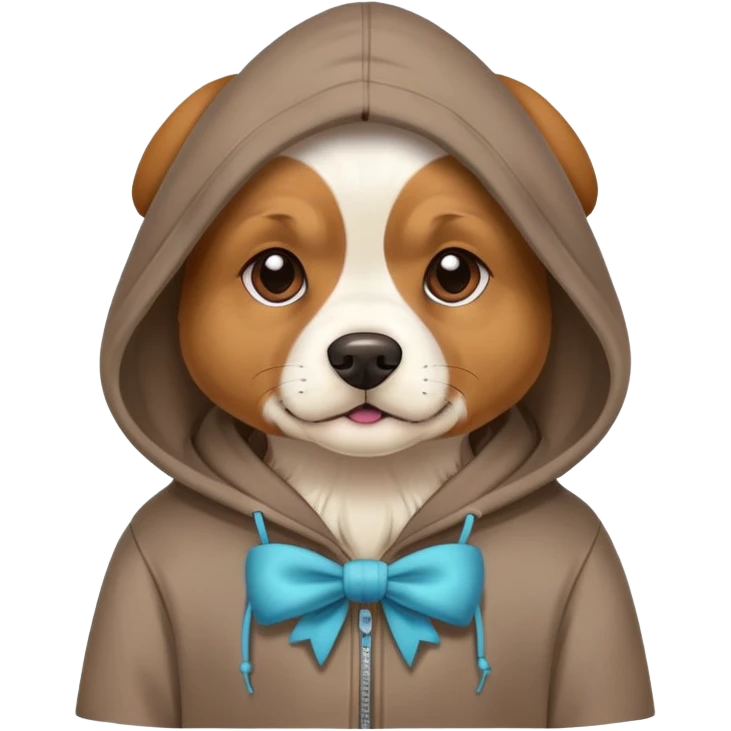 Dog in hoodie with a bow in the head emoji
