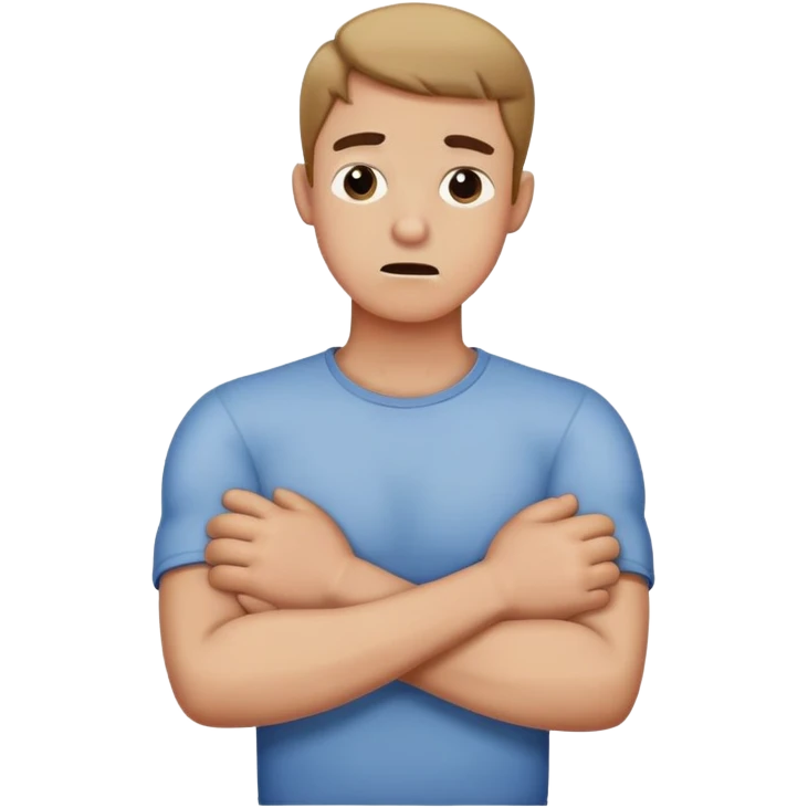 Guy choking himself with crossed arms emoji