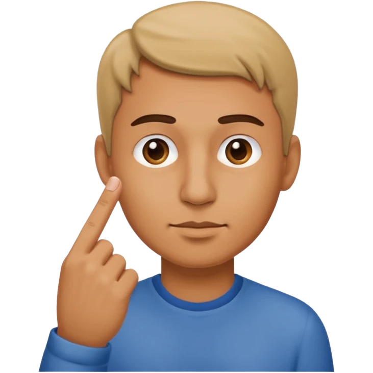 Man holding finger in front of nose emoji