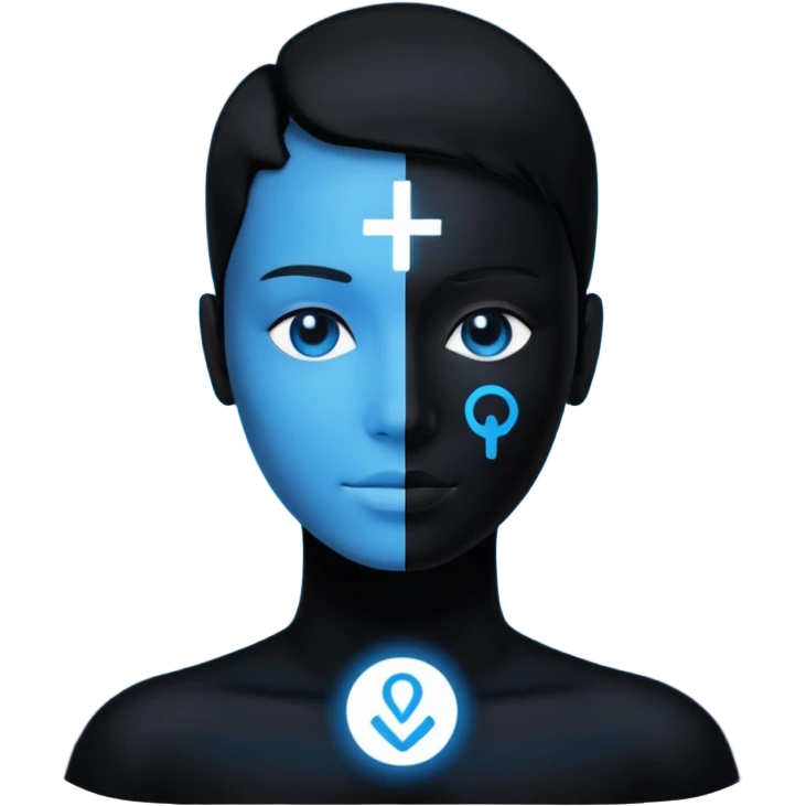 person silhouette with AI symbol above emoji