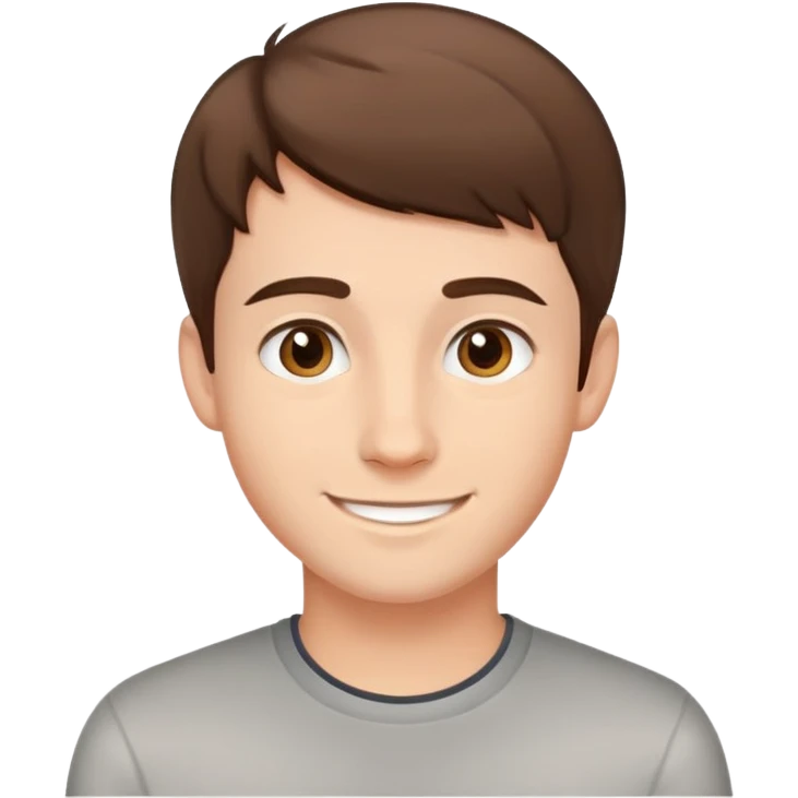 young man with short brown hair and friendly smile emoji
