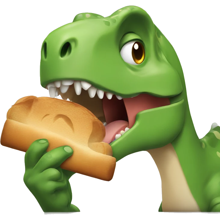 Dinosaur with a rabbit ears that is eating bread emoji