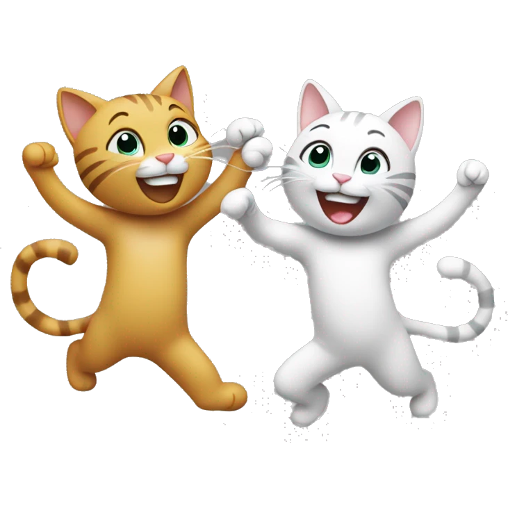 two happy cats dancing emoji
