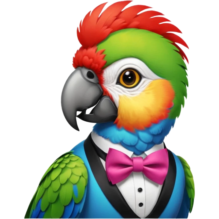 parrot wears bow tie emoji