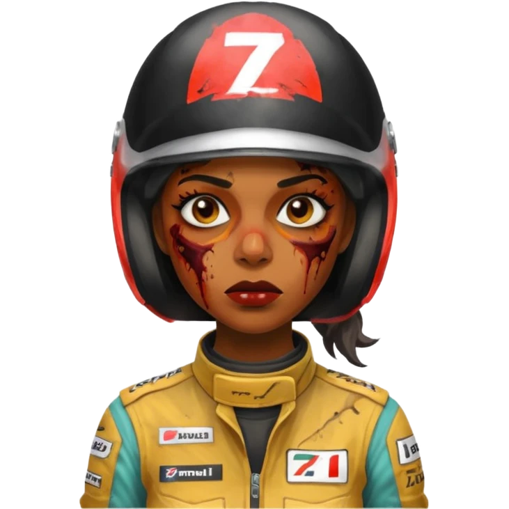 black woman zombie formlua 1 racer emoji