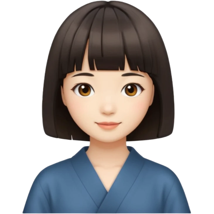 Japanese girl with bob haircut and bang emoji