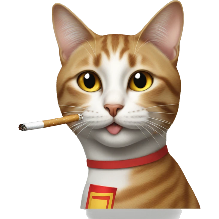 Cat who is smoking a cigarette with Big Mac  emoji