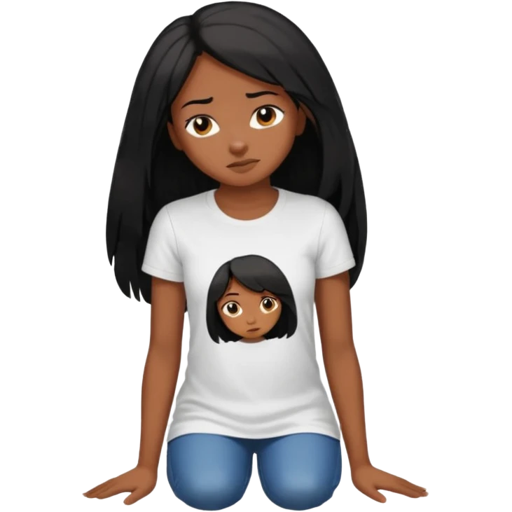 Black girl looking down at the floor emoji